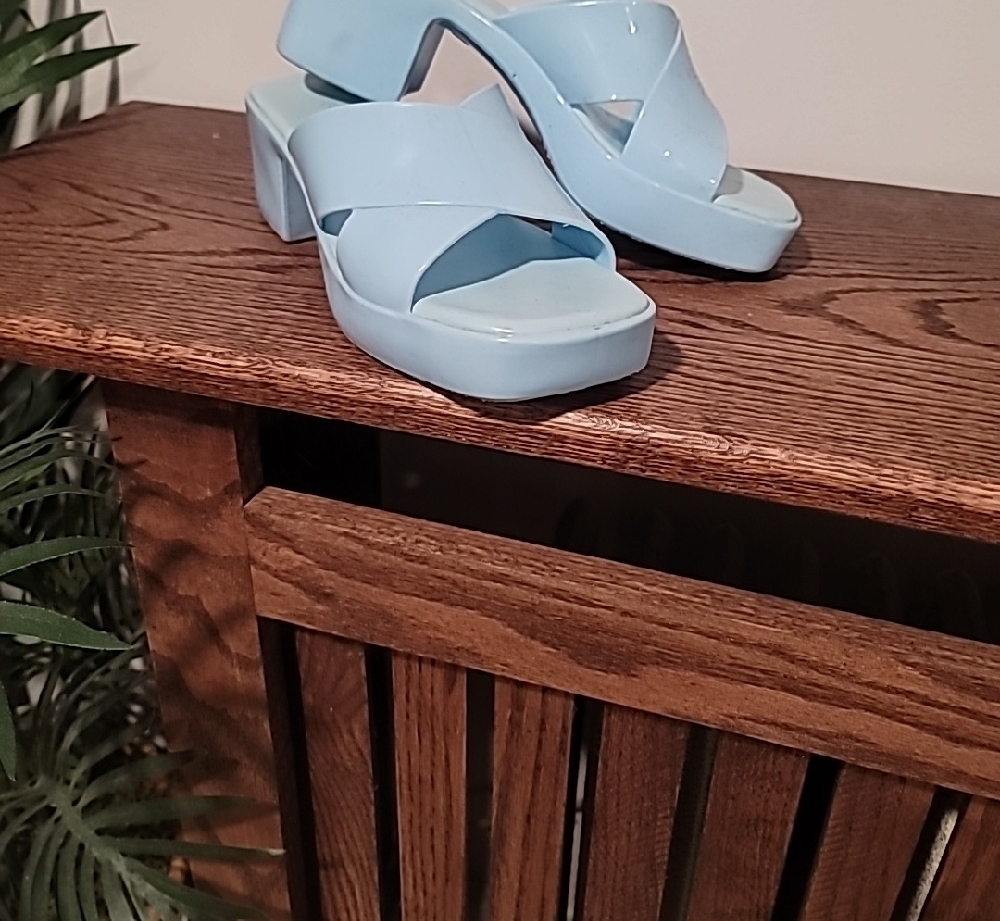 💜💜Jeffrey Cambell Women's Blue Block Heel Slipon Sandals 8 - Picture 7 of 7